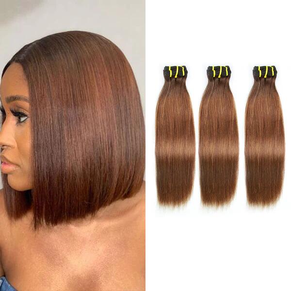 Double Drawn Highlight #2/4 Bone Straight Virgin Hair Bundles